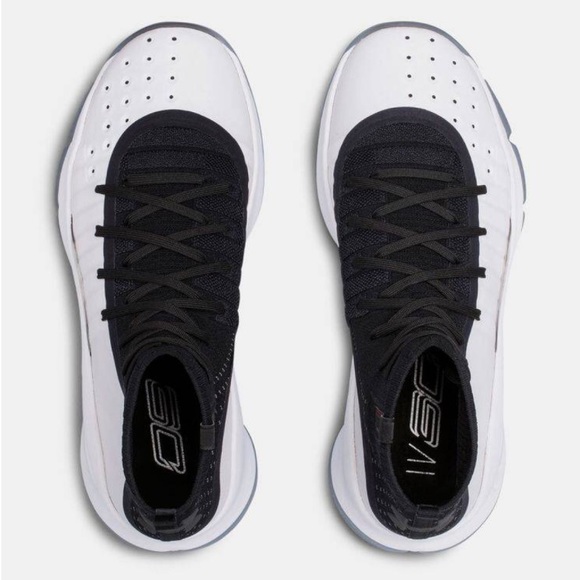 New Curry 4 Basketball Sneakers Black White - Picture 3 of 7